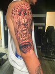 Angel Statue tattoo with realism eye