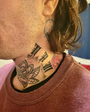 Neck and Palm tattoos